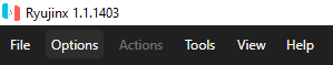 Picture of Ryujinx's top left menu
